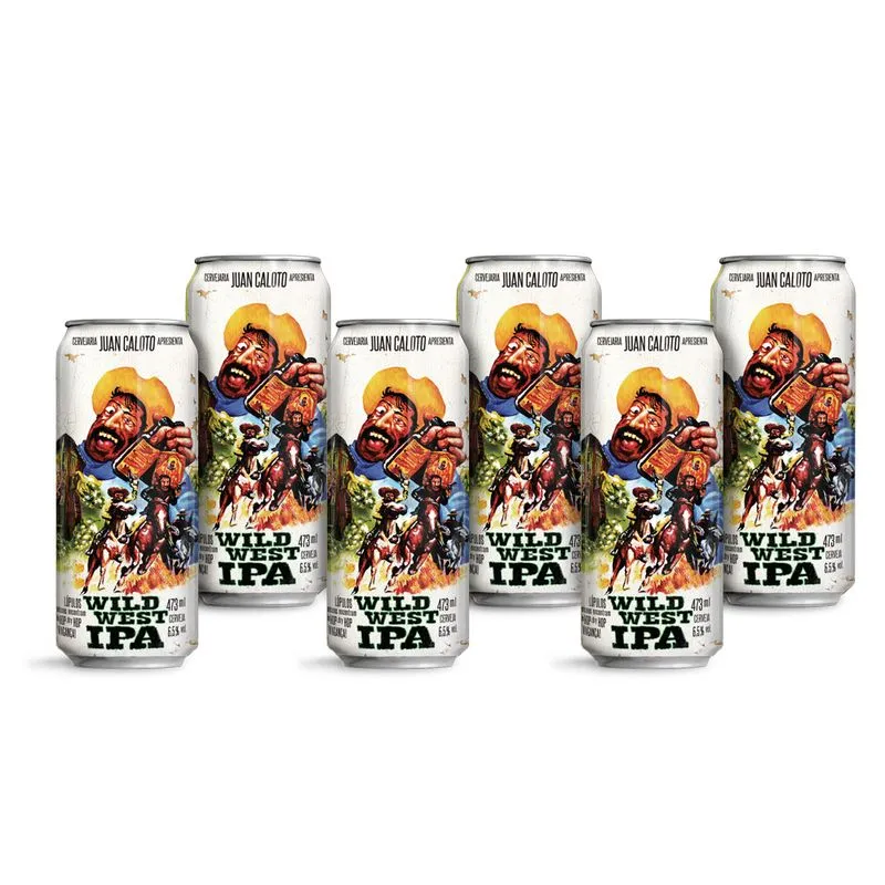 Cerveja Juan Caloto Wild West Ipa Caixa C/6 Latas De 473ml