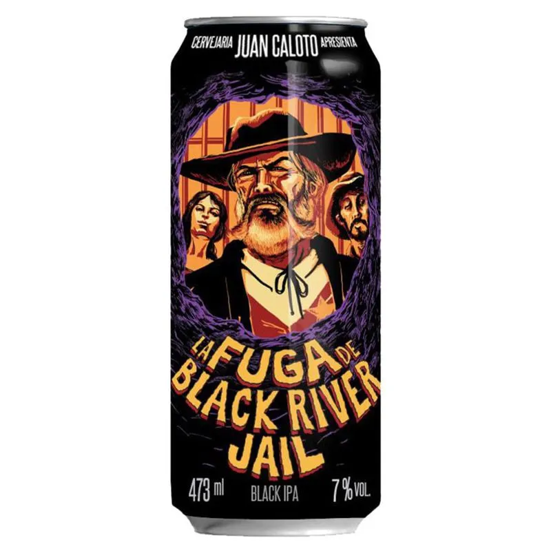 Cerveja Juan Caloto La Fuga de Black River Jail Black IPA Lata 473 ml