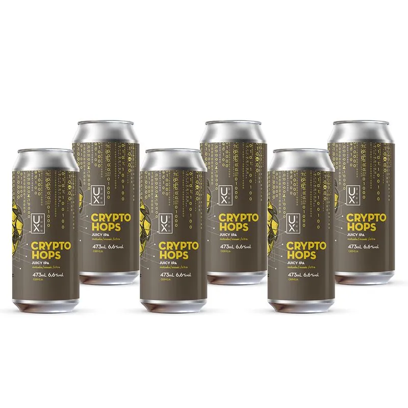 Cerveja Ux Brew Crypto Hops Caixa C/6 Latas De 473 Ml