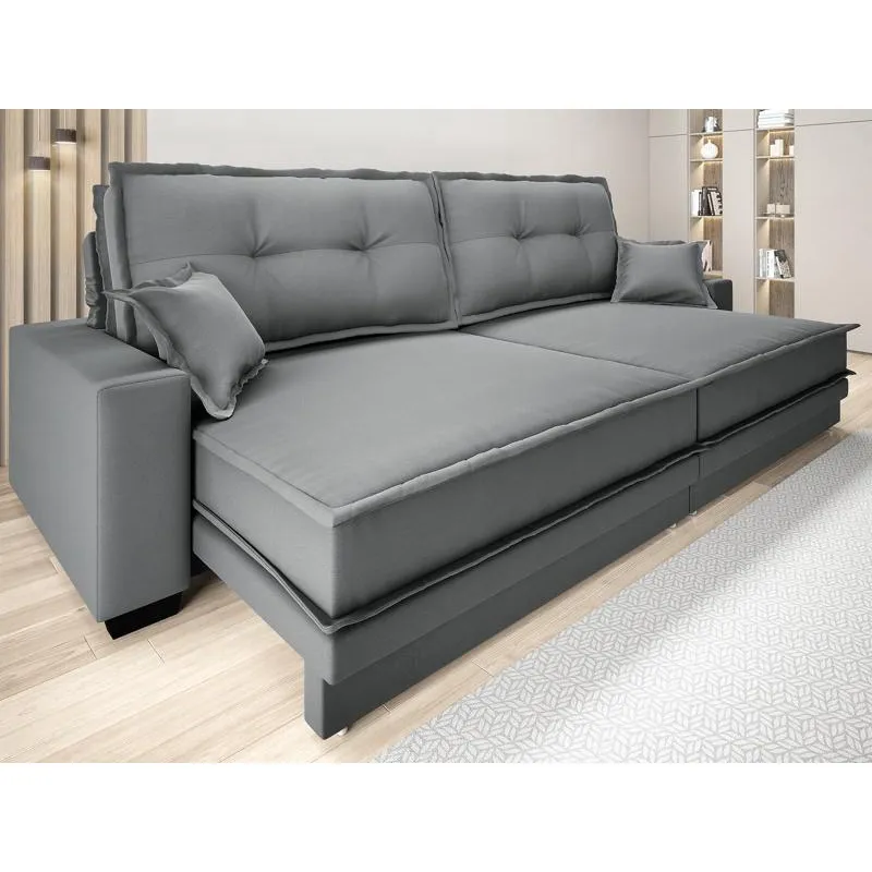 Sofá Palermo 2,00m Retrátil e Reclinável Velosuede Grafite - netsofas