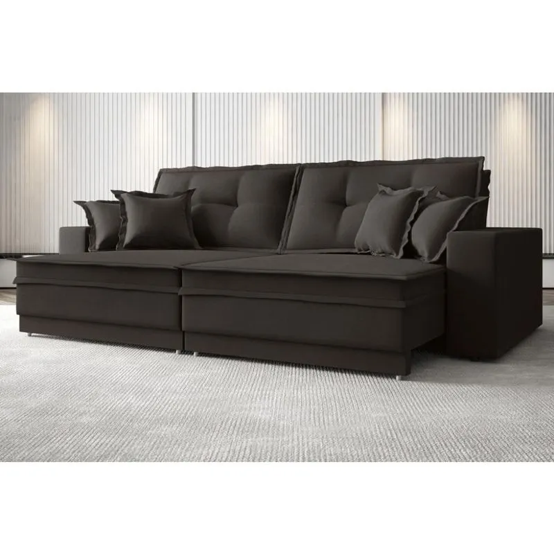 Sofá Palermo 2,00m Retrátil e Reclinável Velosuede Chocolate - netsofas
