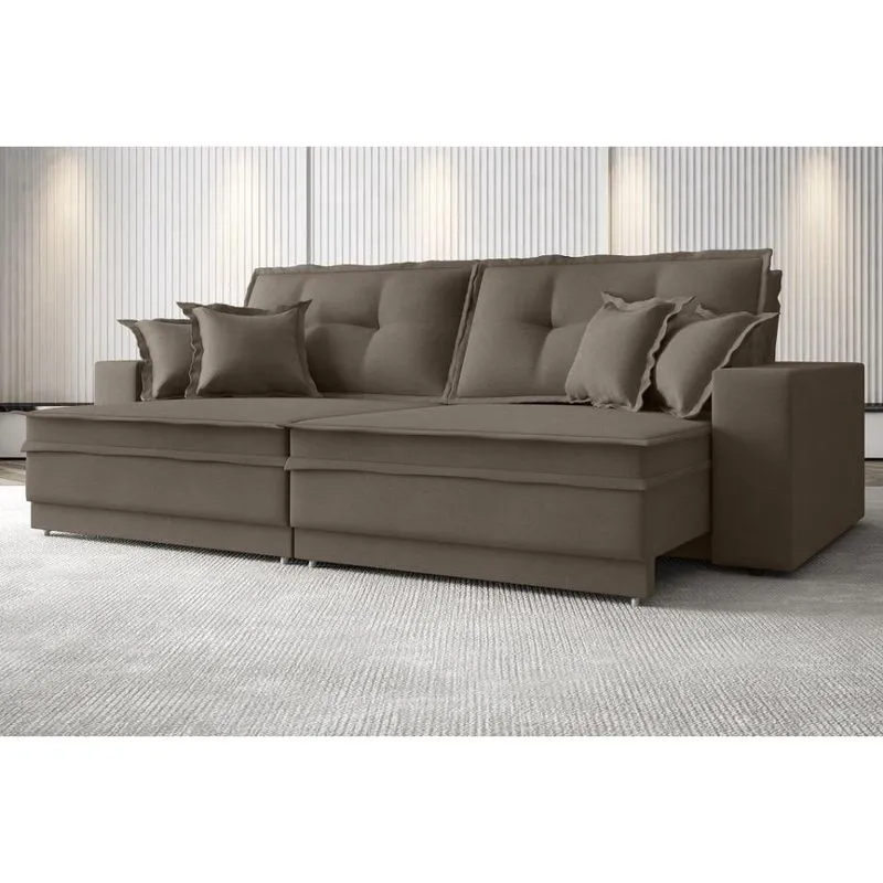 Sofá Palermo 2,00m Retrátil e Reclinável Velosuede Marrom - netsofas