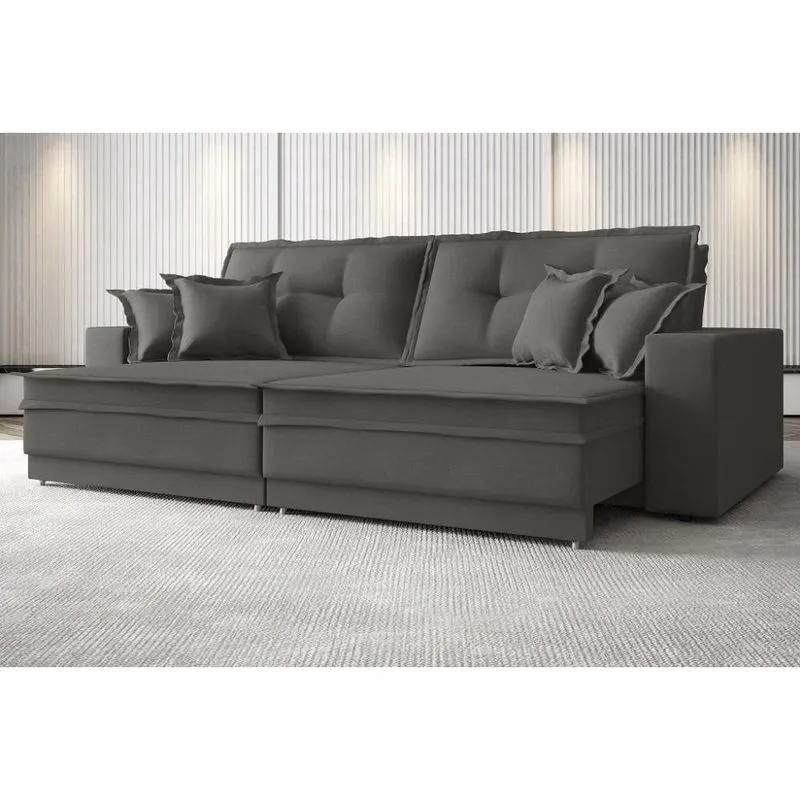 Sofá Palermo 2,20m Retrátil e Reclinável Velosuede Cinza - netsofas