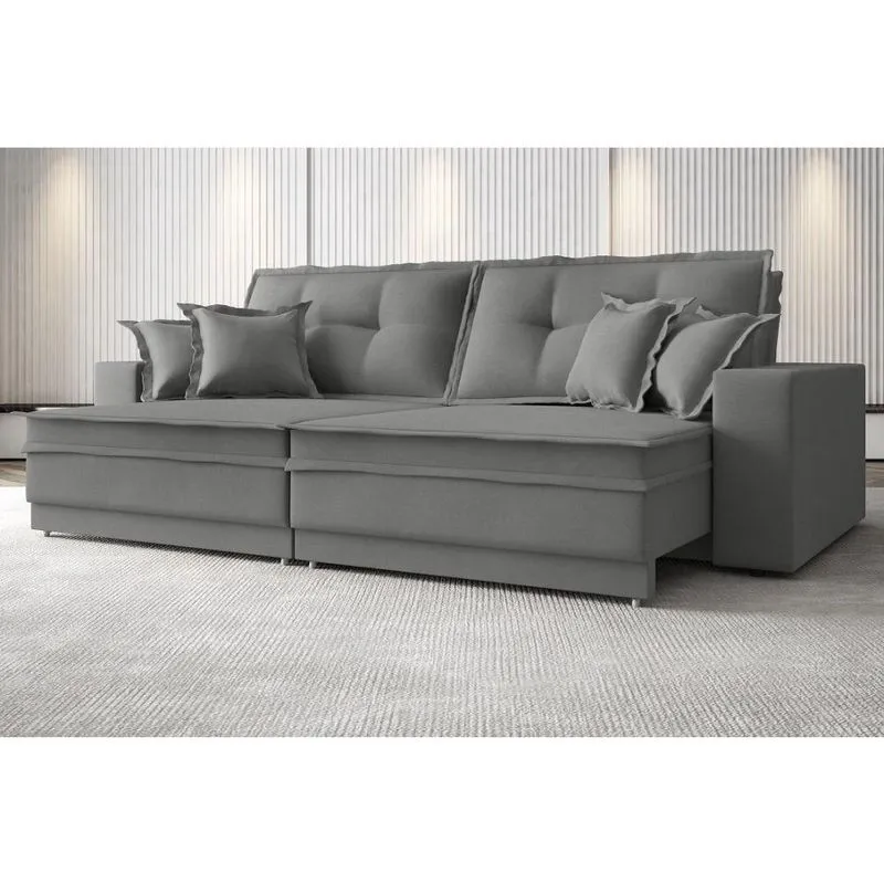 Sofá Palermo 2,20m Retrátil e Reclinável Velosuede Grafite - netsofas