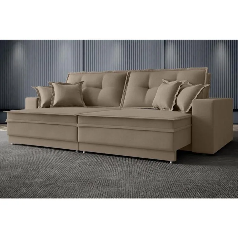 Sofá Palermo 2,20m Retrátil e Reclinável Velosuede Capuccino - netsofas