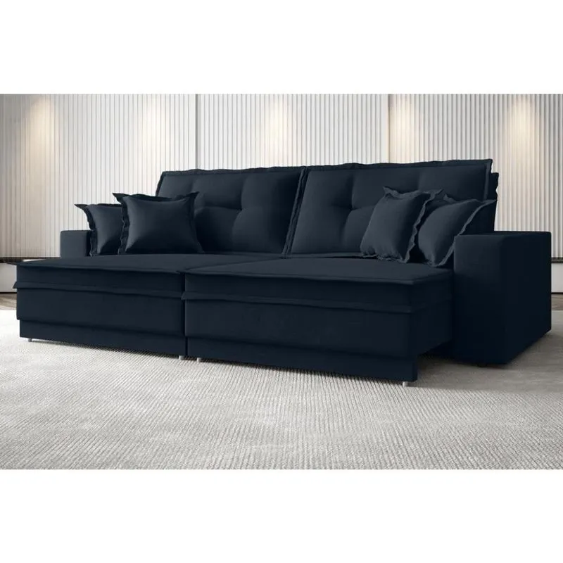 Sofá Palermo 2,20m Retrátil e Reclinável Velosuede Petroleo - netsofas