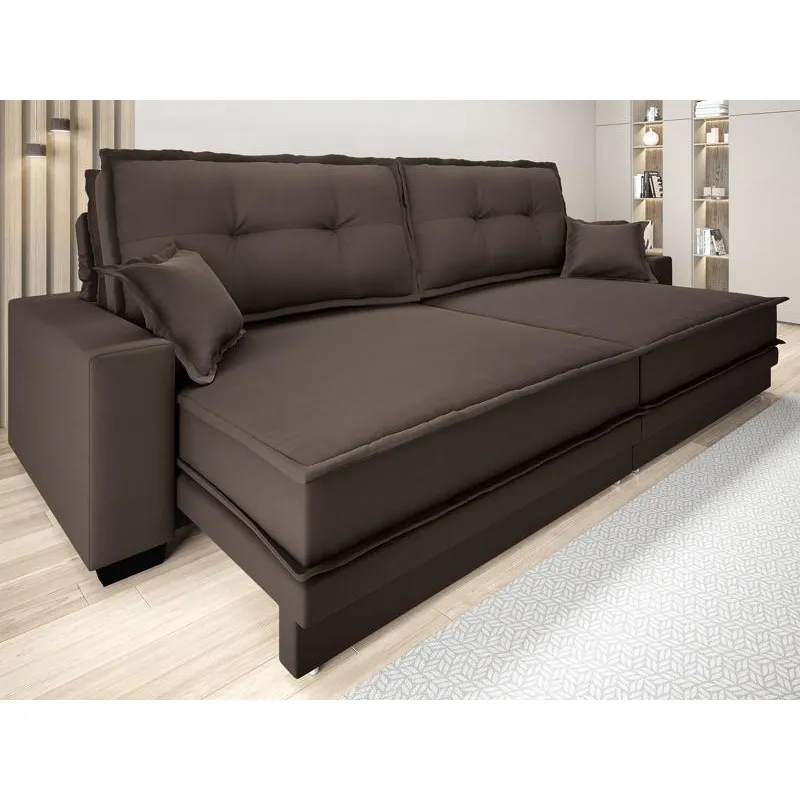 Sofá Palermo 2,20m Retrátil e Reclinável Velosuede Chocolate - netsofas