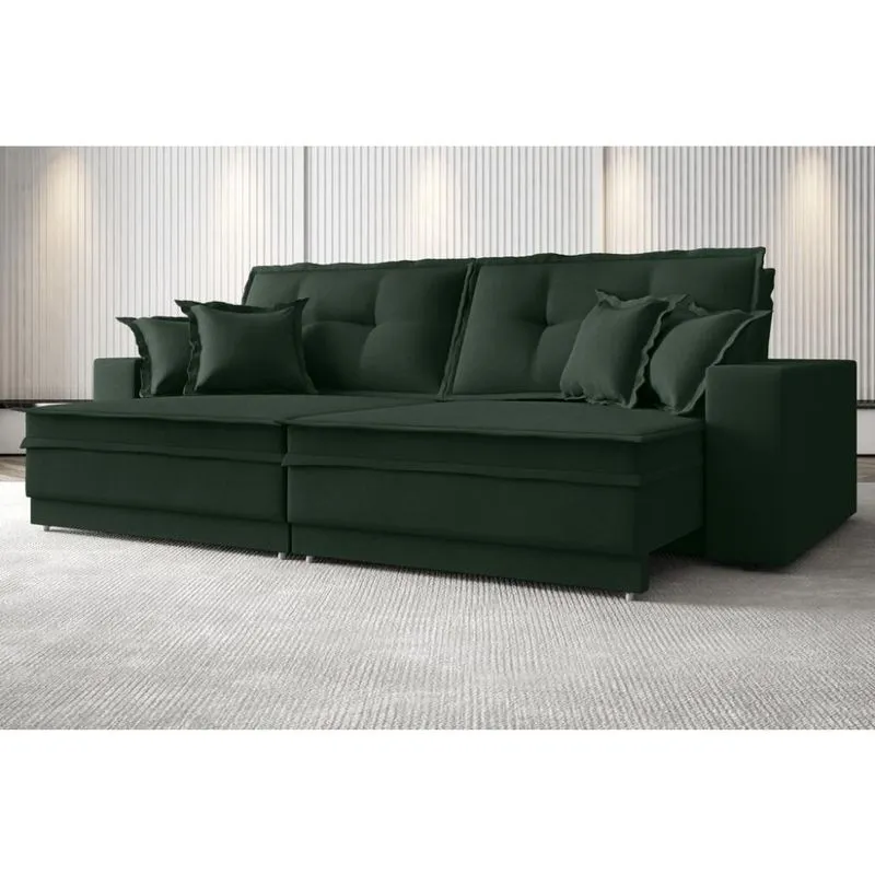 Sofá Palermo 2,20m Retrátil e Reclinável Velosuede Verde - netsofas