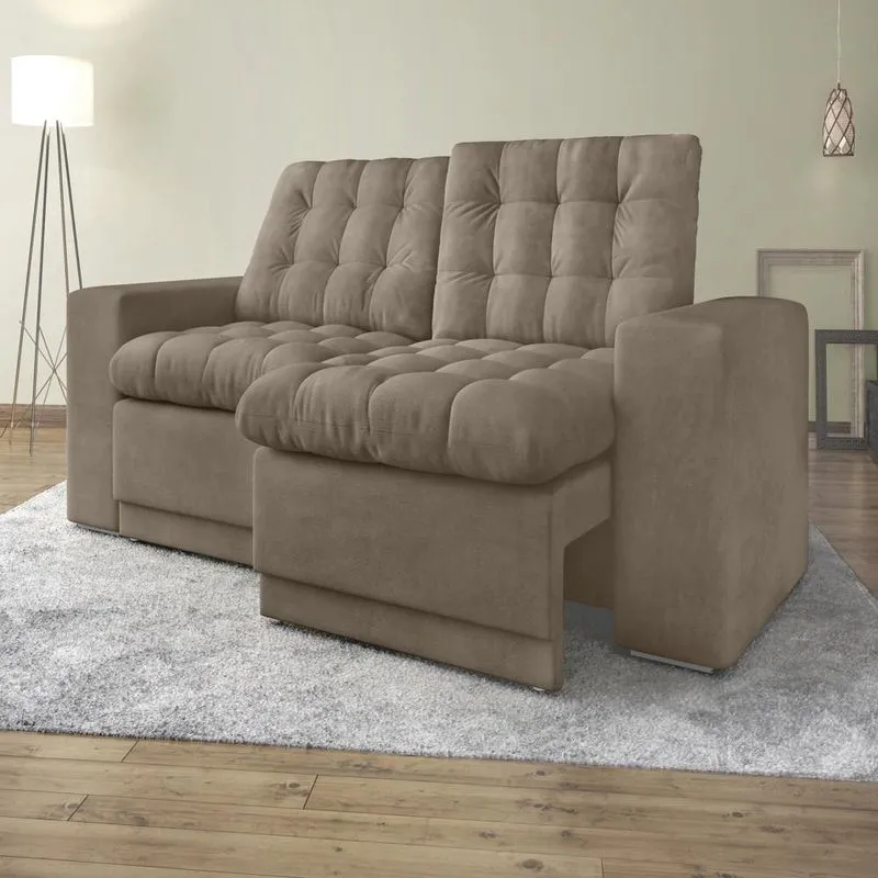 Sofá 3 Lugares Titan Assento Retrátil e Reclinável Capucino 2,00m - netsofas
