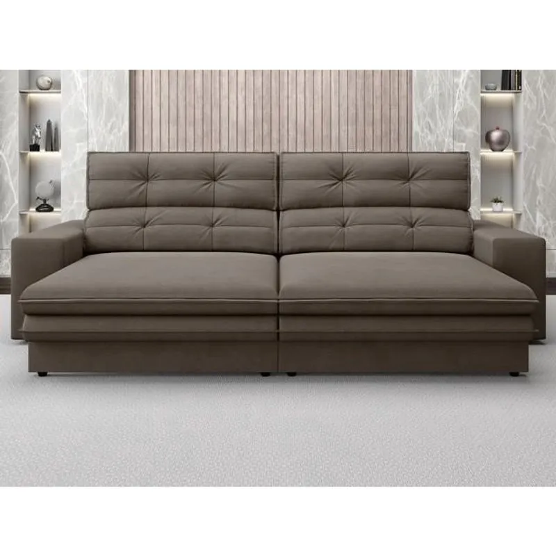 Sofá Pegasus 2,50m Assento Retrátil e Reclinável Velosuede Marrom - netsofas