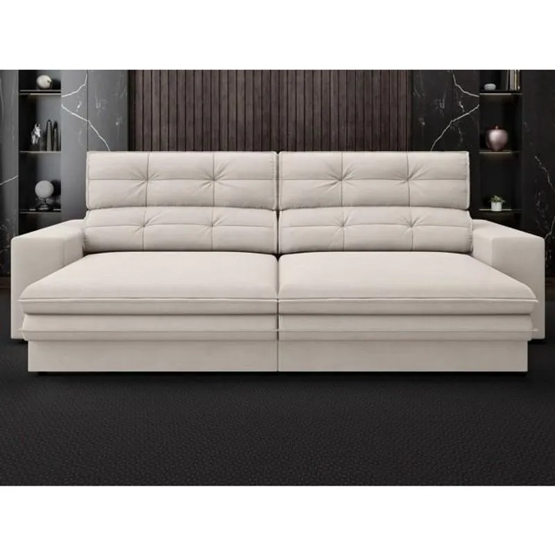 Sofá Pegasus 2,30m Assento Retrátil e Reclinável Velosuede Areia - netsofas