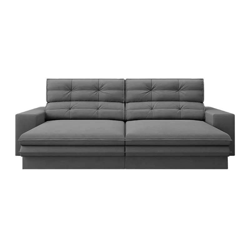 Sofá Ares Velosuede Grafite Retrátil e Reclinável 2,00m