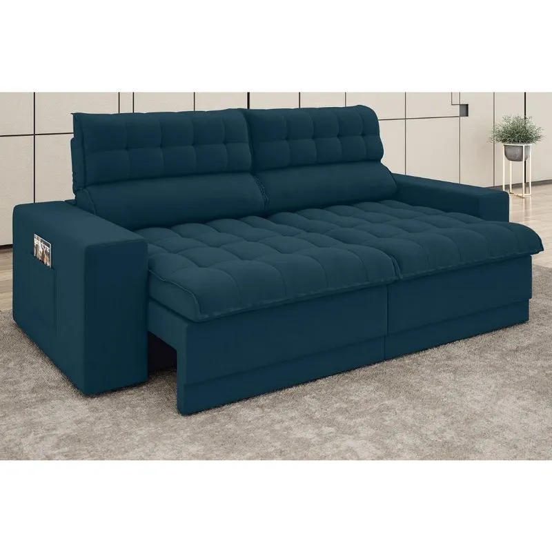 Sofá Omega 2,50m Assento Retrátil e Reclinável Velosuede Royal - netsofas