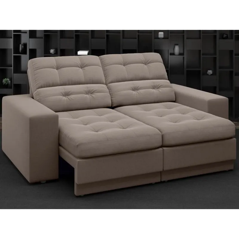 Sofá Jobim 1,70m Assento Retrátil e Reclinável Velosuede Marrom - netsofas