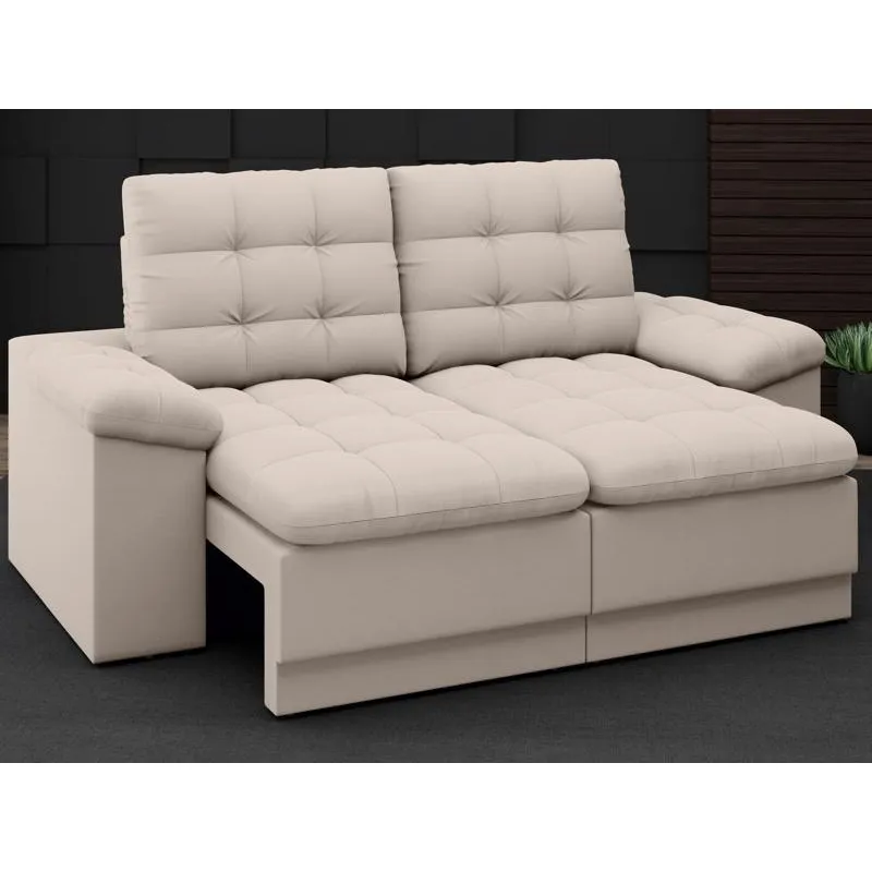 Sofá Confort 1,80m Assento Retrátil e Reclinável Velosuede Areia - netsofas