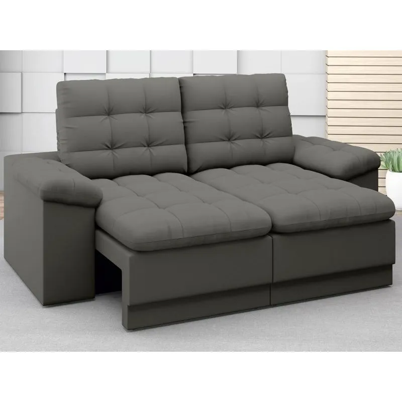 Sofá Confort 1,80m Assento Retrátil e Reclinável Velosuede Cinza - netsofas