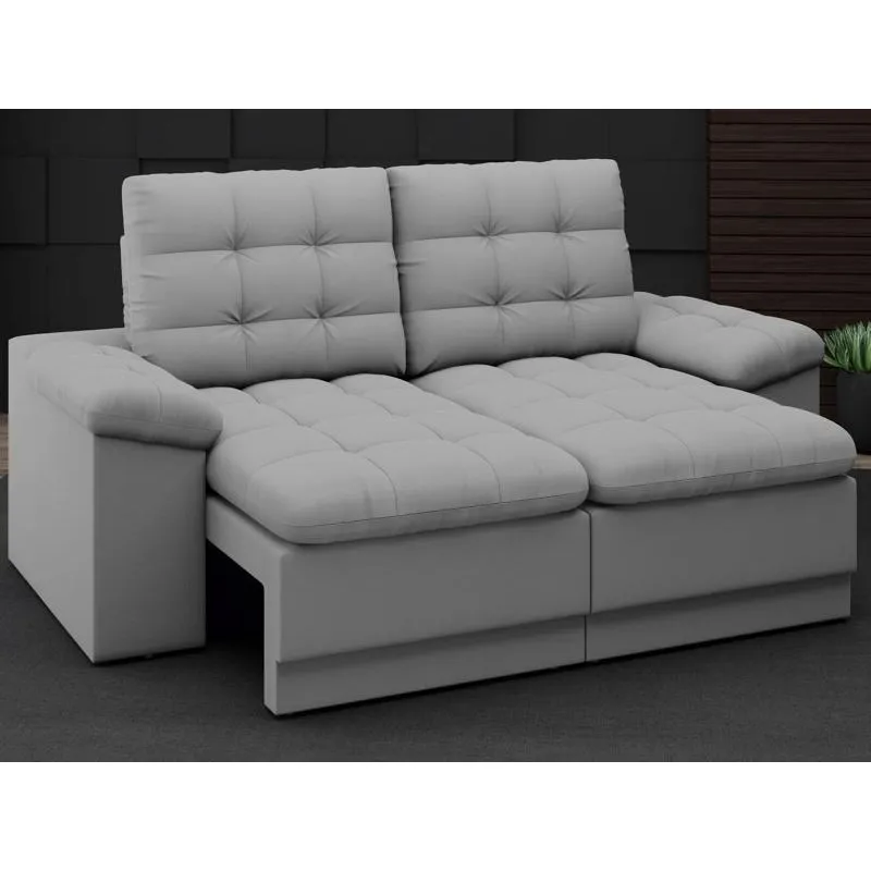 Sofá Confort 1,80m Assento Retrátil e Reclinável Velosuede Grafite - netsofas