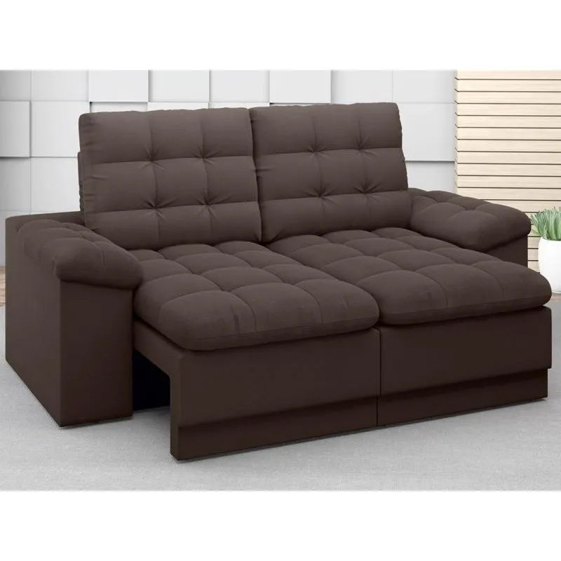 Sofá Confort 1,80m Assento Retrátil e Reclinável Velosuede Chocolate - netsofas