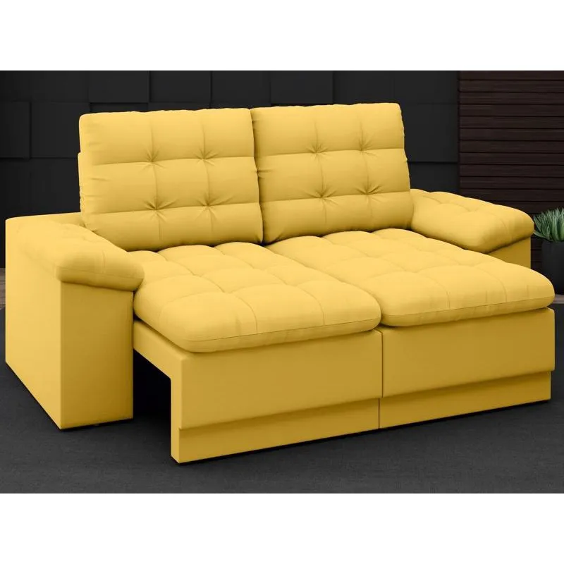 Sofá Confort 1,80m Assento Retrátil e Reclinável Velosuede Canário - netsofas