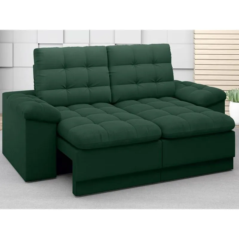 Sofá Confort 1,80m Assento Retrátil e Reclinável Velosuede Verde - netsofas