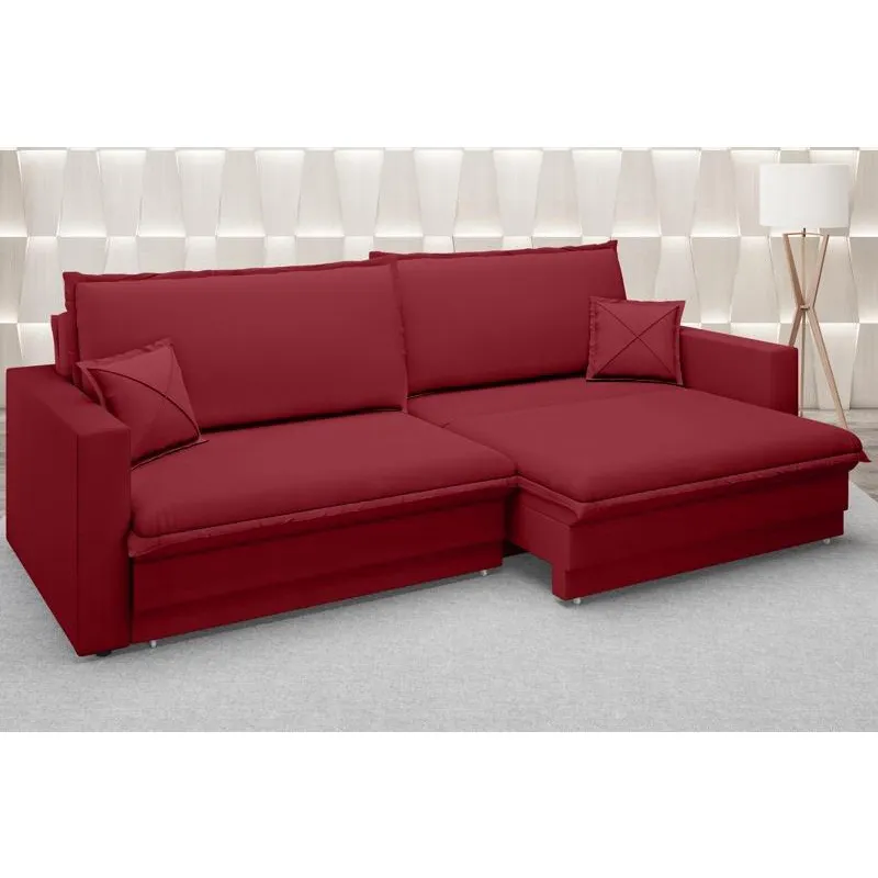 Sofá Tango 2,00m sem caixa, Retrátil e Reclinável Velosuede Vermelho - netsofas