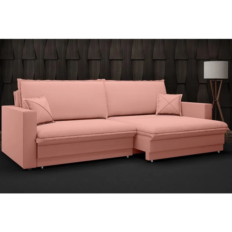Sofá Tango 2,20m sem caixa, Retrátil e Reclinável Velosuede Rose - netsofas