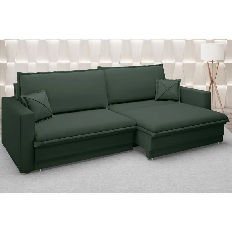 Sofá Tango 2,40m sem caixa, Retrátil e Reclinável Velosuede Verde - netsofas