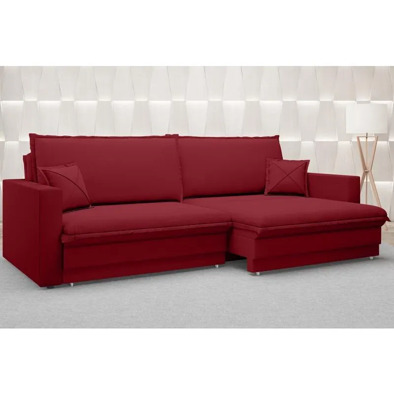 Sofá Tango 2,40m sem caixa, Retrátil e Reclinável Velosuede Vermelho - netsofas