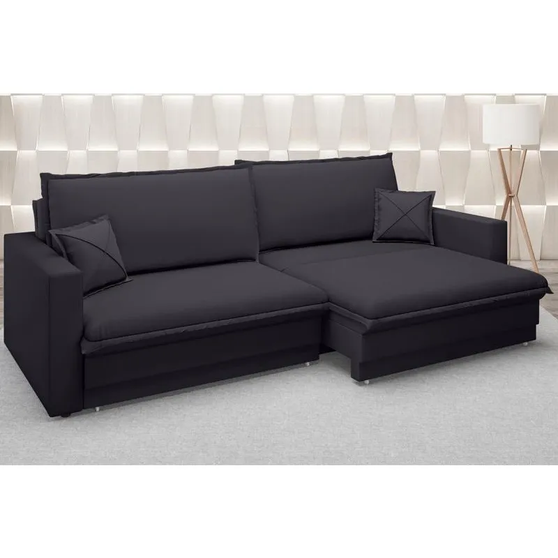 Sofá Tango 2,60m sem caixa, Retrátil e Reclinável Velosuede Preto - netsofas