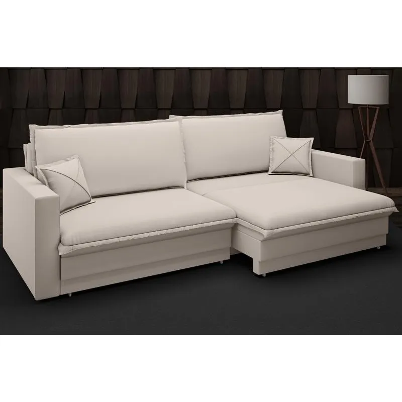 Sofá Tango 2,60m sem caixa, Retrátil e Reclinável Velosuede Bege - netsofas
