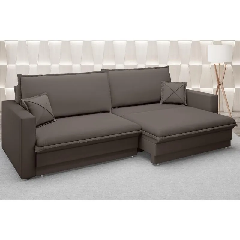 Sofá Tango 2,60m sem caixa, Retrátil e Reclinável Velosuede Chocolate - netsofas