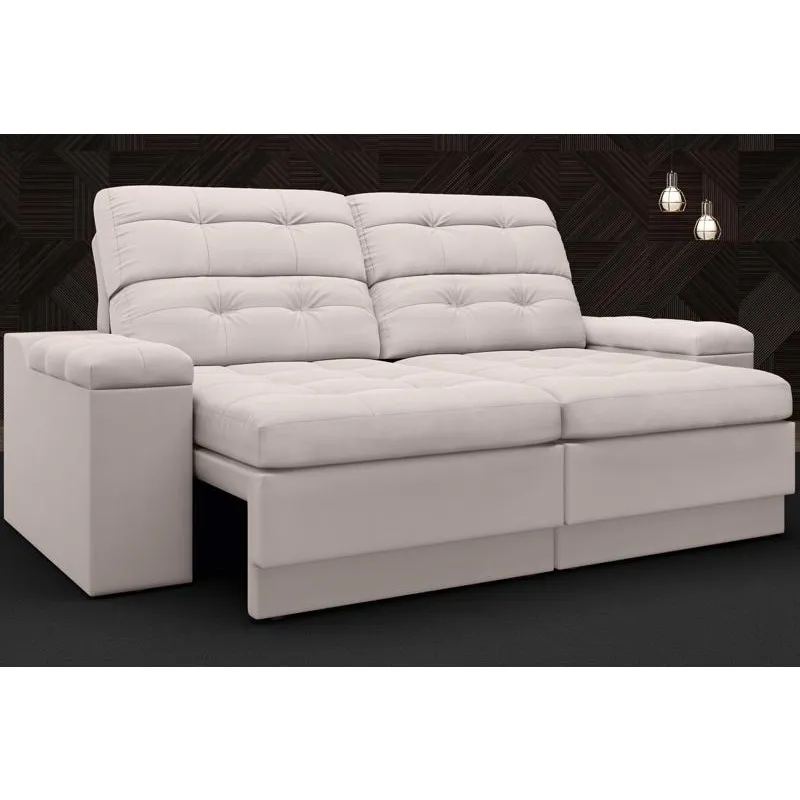 Sofá Brunello 1,70m Retrátil e Reclinável Velosuede Areia - netsofas