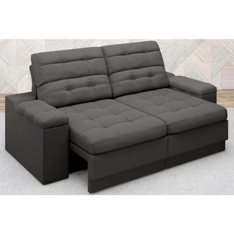 Sofá Brunello 1,70m Retrátil e Reclinável Velosuede Cinza - netsofas