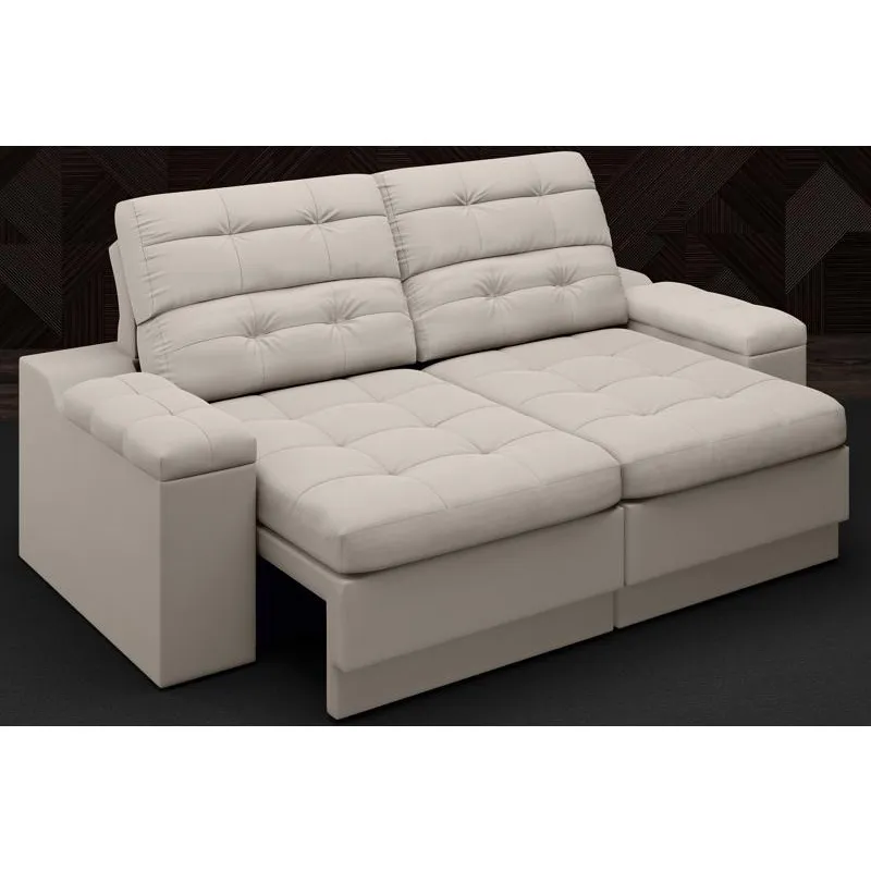 Sofá Brunello 1,70m Retrátil e Reclinável Velosuede Bege - netsofas