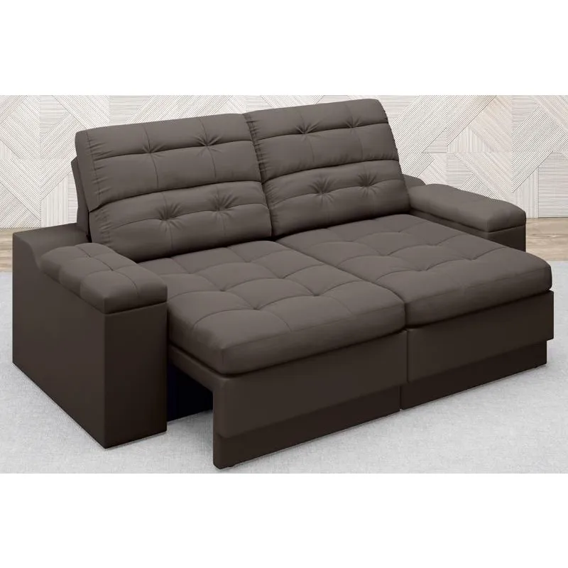 Sofá Brunello 1,70m Retrátil e Reclinável Velosuede Chocolate - netsofas