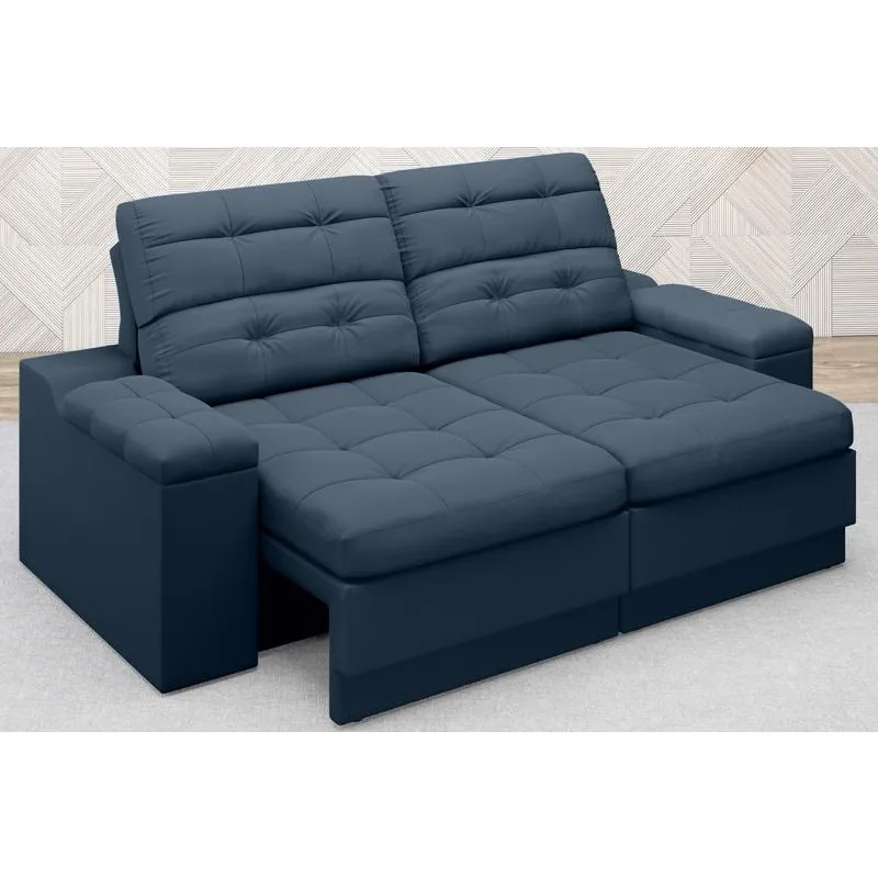 Sofá Brunello 1,70m Retrátil e Reclinável Velosuede Petroleo - netsofas