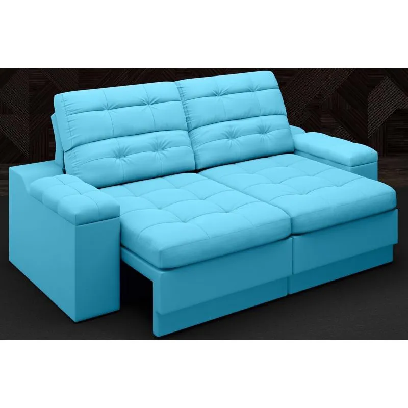 Sofá Brunello 1,70m Retrátil e Reclinável Velosuede Turquesa - netsofas