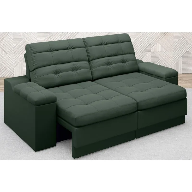 Sofá Brunello 1,70m Retrátil e Reclinável Velosuede Verde - netsofas