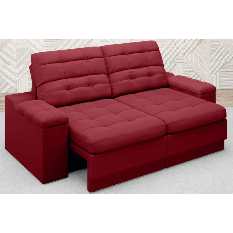 Sofá Brunello 1,70m Retrátil e Reclinável Velosuede Vermelho - netsofas