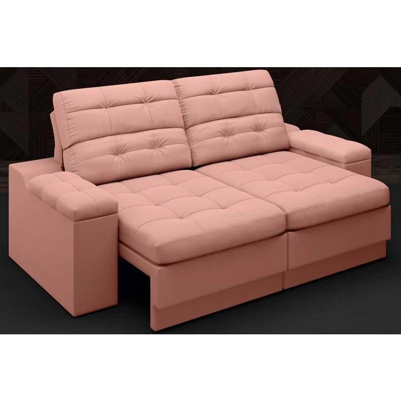 Sofá Brunello 1,70m Retrátil e Reclinável Velosuede Rose - netsofas