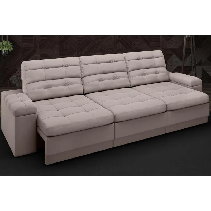 Sofá Brunello 2,05m Retrátil e Reclinável Velosuede Marrom - netsofas