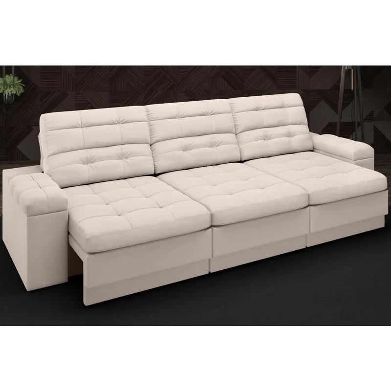 Sofá Brunello 2,05m Retrátil e Reclinável Velosuede Areia - netsofas