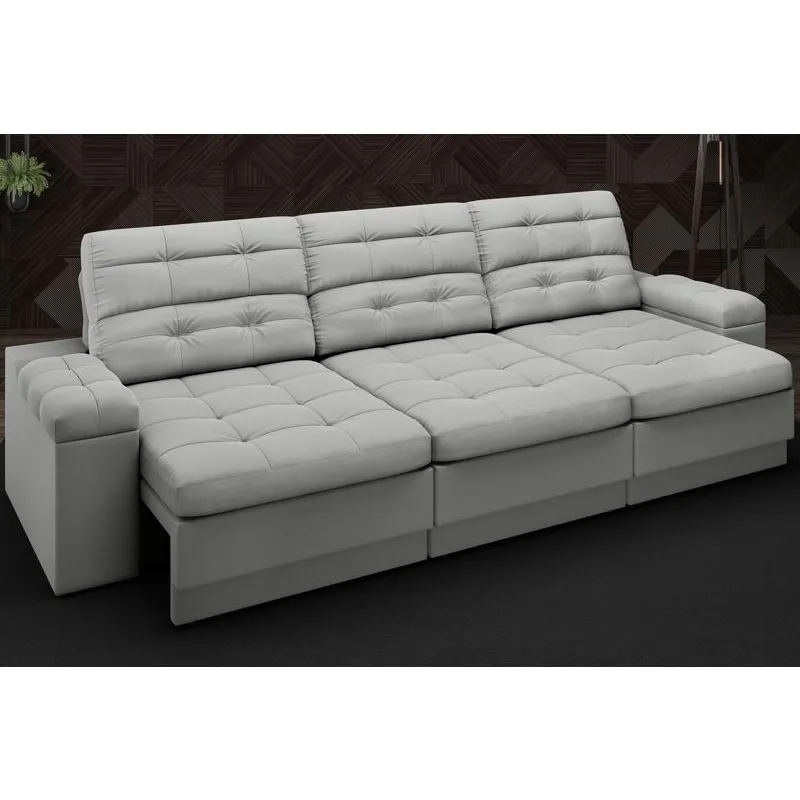 Sofá Brunello 2,05m Retrátil e Reclinável Velosuede Grafite - netsofas