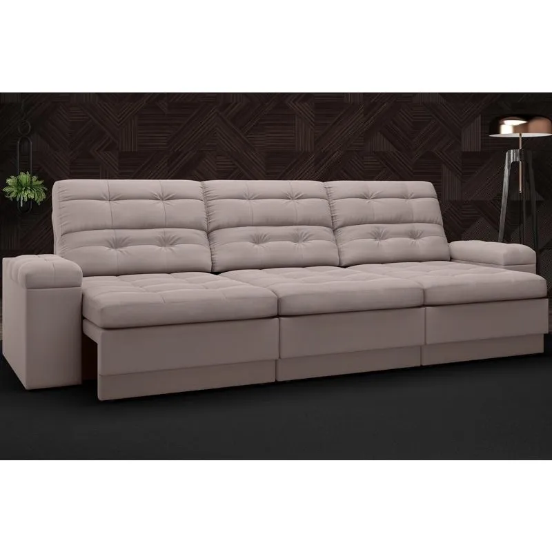Sofá Brunello 2,30m Retrátil e Reclinável Velosuede Marrom - netsofas