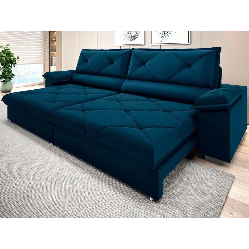 Sofá com Carregador USB e Molas no Assento Retrátil Reclinável Nice 2,10m Velosuede - netsofas