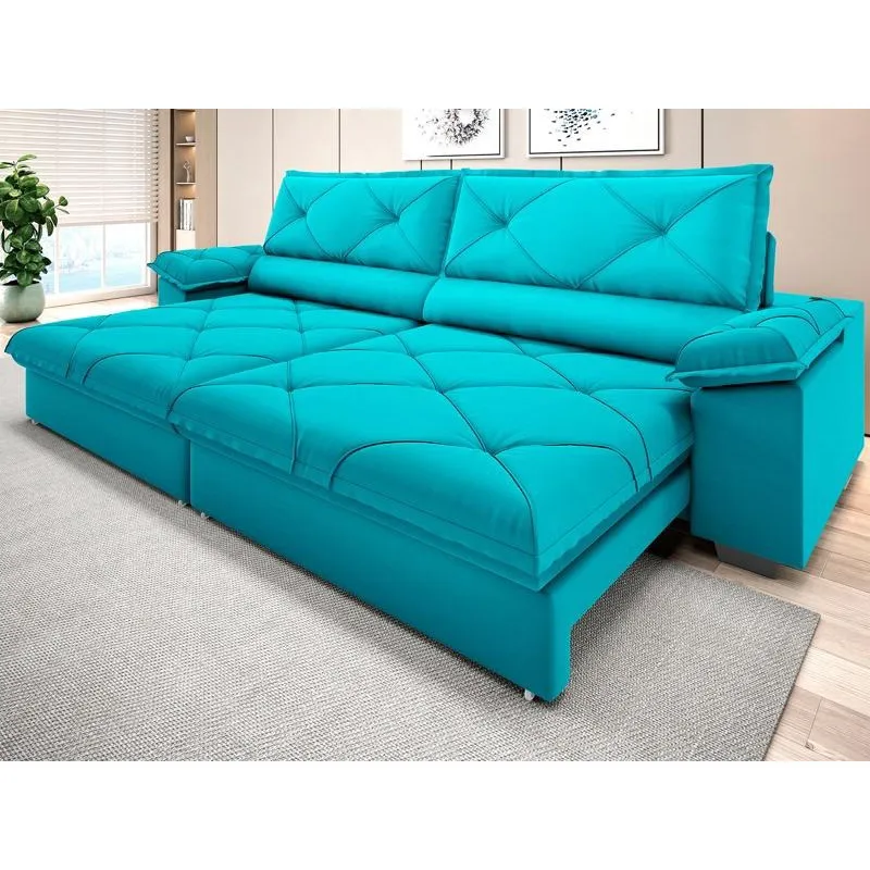 Sofá com Carregador USB e Molas no Assento Retrátil Reclinável Nice 2,10m Velosuede - netsofas