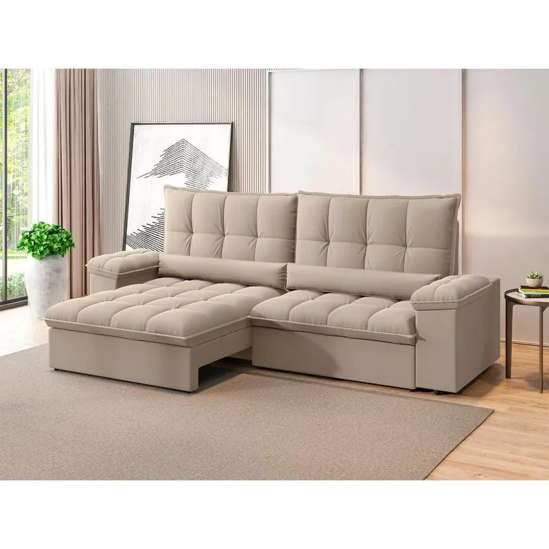 Sofá Sideral Retrátil e Reclinável com Molas no Assento 2,50m Velosuede - netsofas