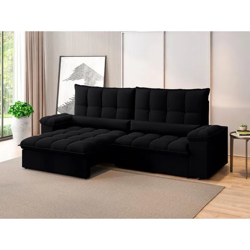 Sofá Sideral Retrátil e Reclinável com Molas no Assento 2,50m Velosuede - netsofas