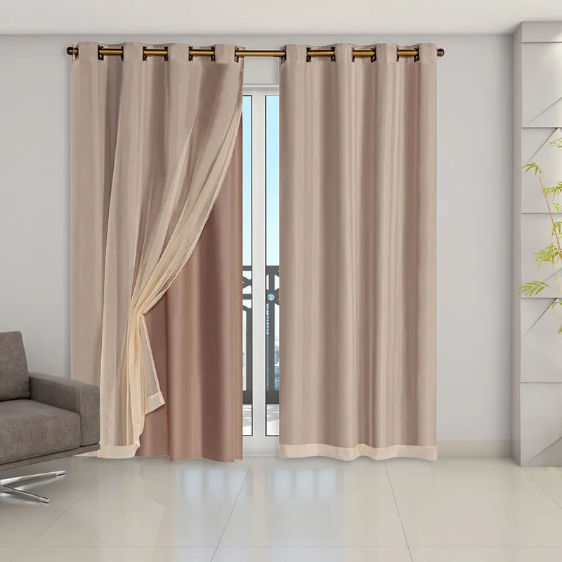 Cortina Blackout PVC com Tecido Voil 2,80 m x 2,30 m Avelã