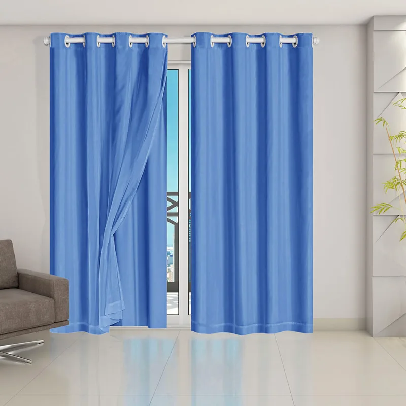 Cortina Blackout PVC com Tecido Voil 2,80 m x 2,30 m Azul